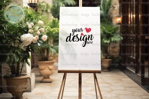 Download Wedding Blank Easel in Garden Mockup - Wedding Collection
