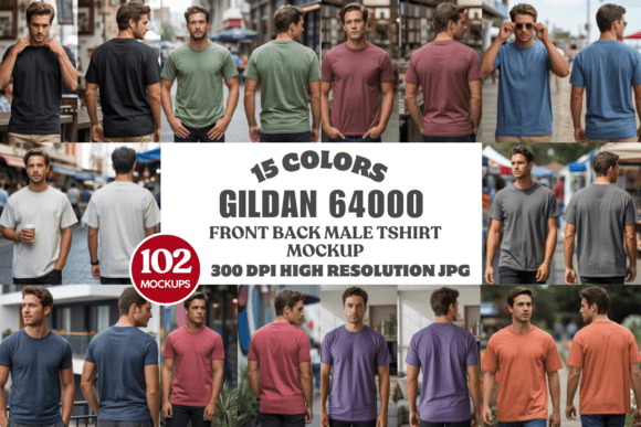 Download Gildan 64000 Front &amp; Back Tshirt Mockups - Premium Resources