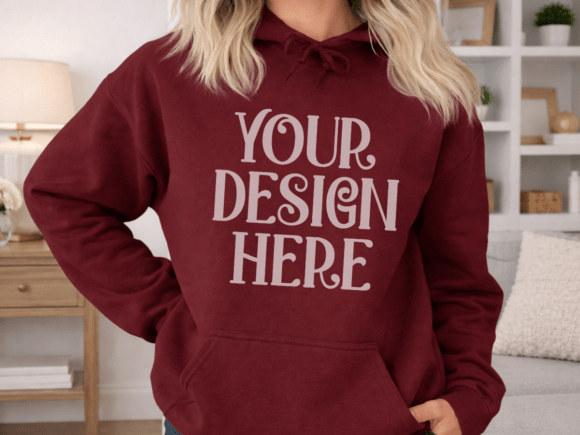 Download Gildan 18500 Maroon Hooded Mockup - Premium Resources