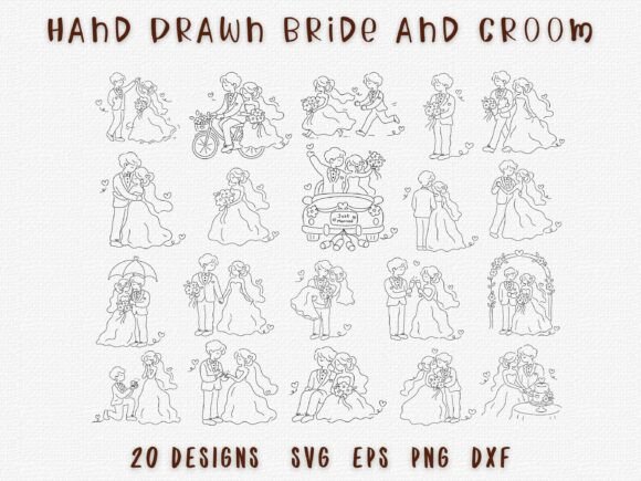 Download Wedding Couple SVG Bridal Line Art Set - Wedding Collection